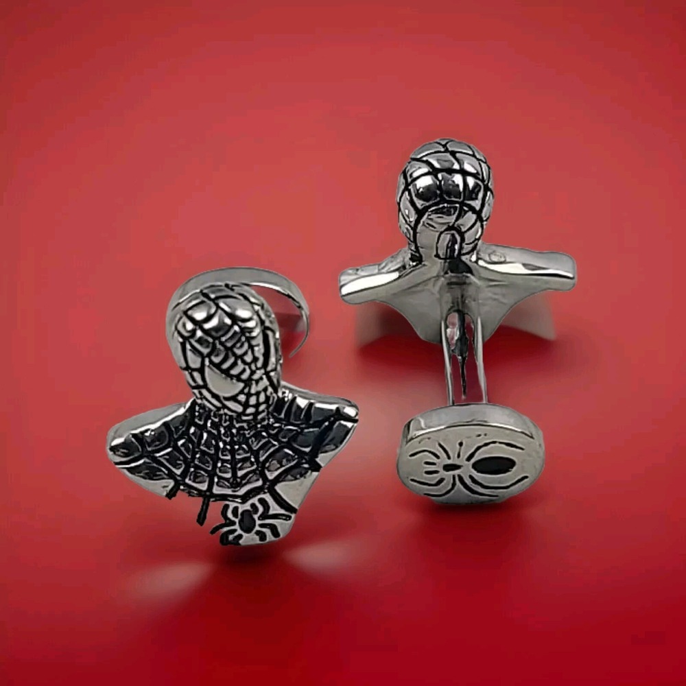 Marvel Comics SPIDER-MAN Bust Silvertone CUFFLINKS